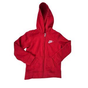 Nike Hooded Sweatshirt Size 4XS Little Boys Club‎ Fleece Zip Front Red Jacket